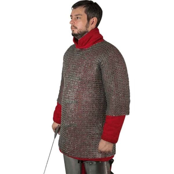 Riveted Steel Chainmail Haubergeon - 9mm Flat Rings