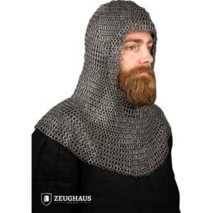 Riveted Steel Chainmail Coif - 9mm Flat Rings