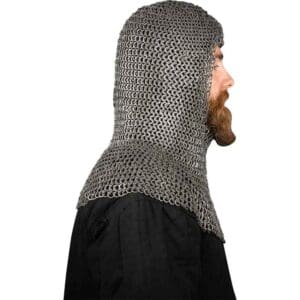 Riveted Steel Chainmail Coif - 9mm Flat Rings
