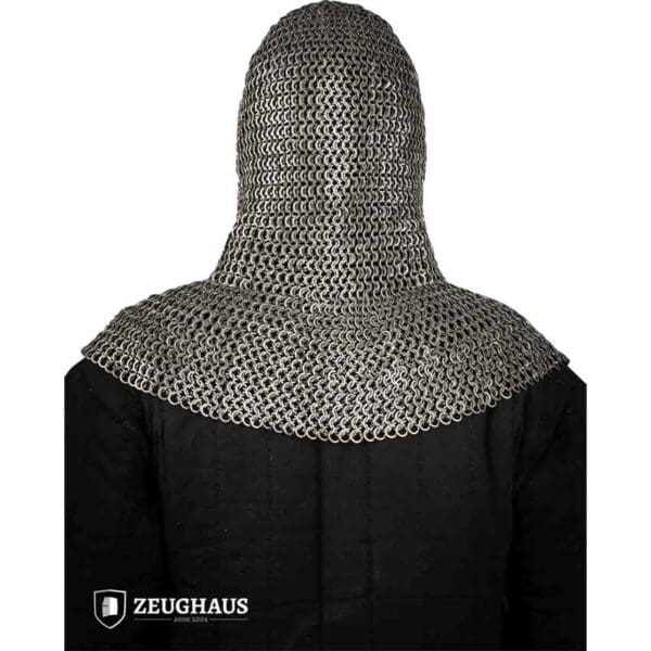 Wedge Riveted Chainmail Coif - 9mm Flat Rings