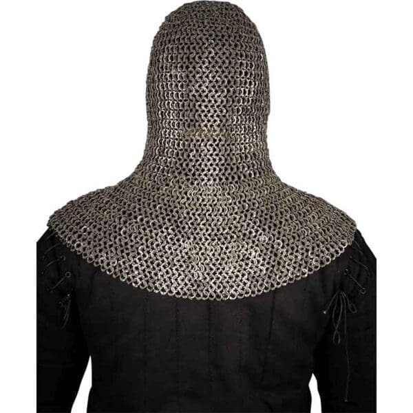 Stainless Steel Riveted Chainmail Hood - 9mm Flat Rings