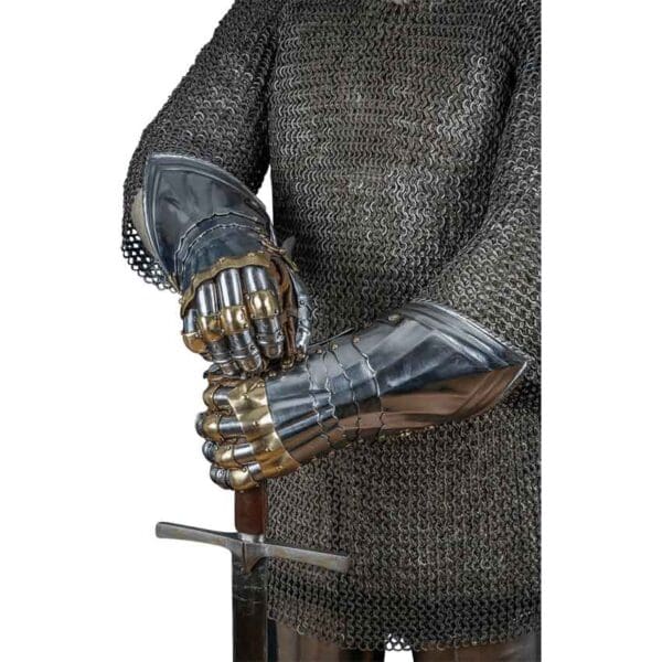 15th Century German Gauntlets with Brass Accent