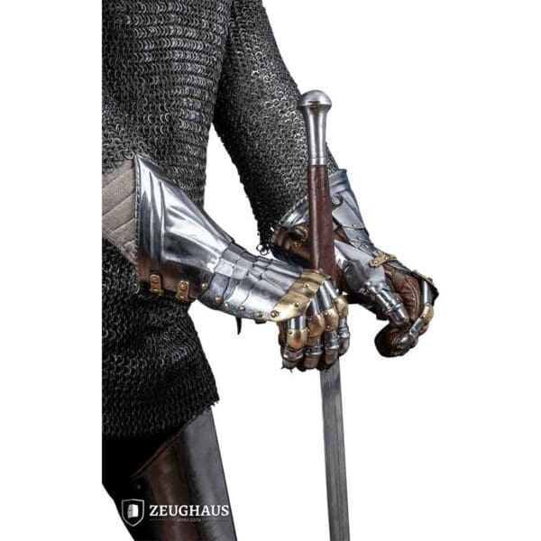 15th Century German Gauntlets with Brass Accent