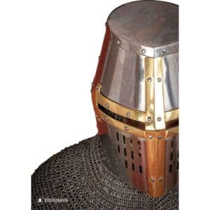 Crusader Great Helmet with Brass Accent - Polished