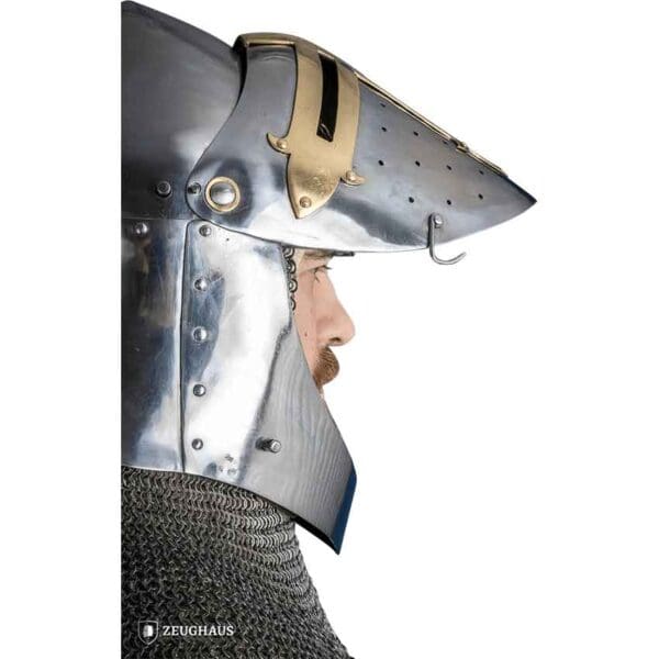 Brass Cross Sugar Loaf Helmet with Visor - Polished