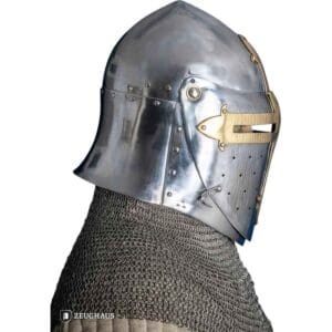 Brass Cross Sugar Loaf Helmet with Visor - Polished
