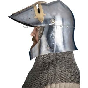 Brass Cross Sugar Loaf Helmet with Visor - Polished