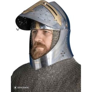 Brass Cross Sugar Loaf Helmet with Visor - Polished