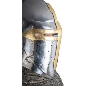 Brass Cross Sugar Loaf Helmet with Visor - Polished