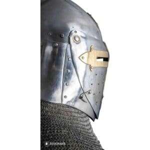 Brass Cross Sugar Loaf Helmet with Visor - Polished