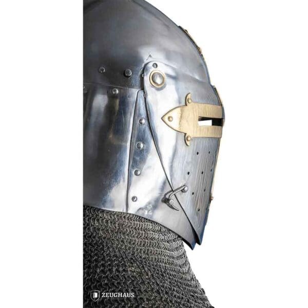 Brass Cross Sugar Loaf Helmet with Visor - Polished