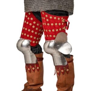 Steel and Suede Splinted Leg Armor - Red