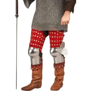 Steel and Suede Splinted Leg Armor - Red