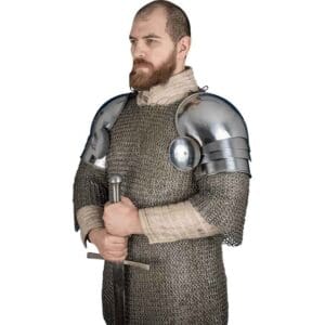 15th Century Pauldrons with Besagew - Polished