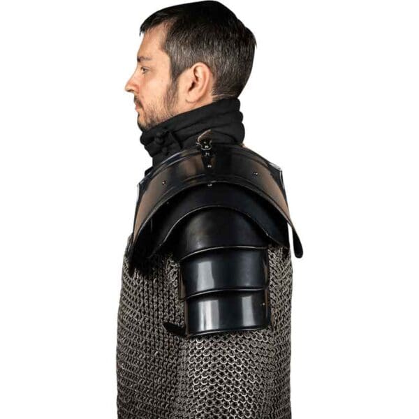 Warrior Steel Pauldrons - Blackened