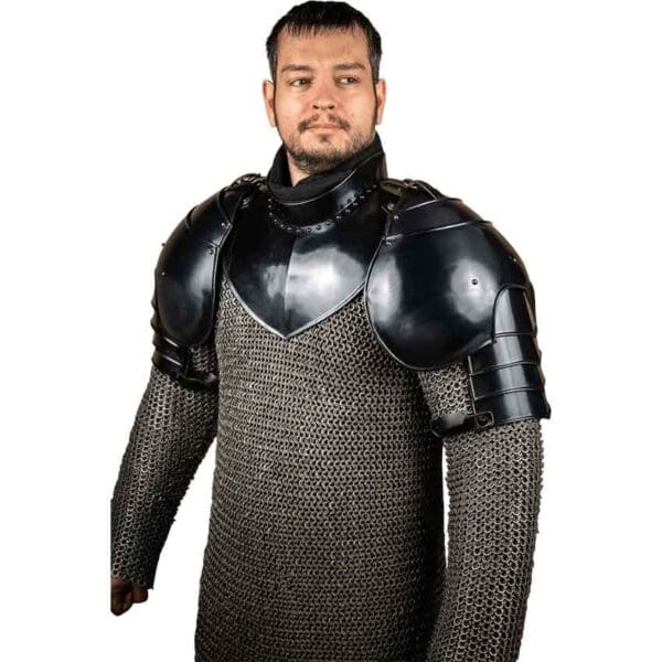 Knight Steel Pauldrons - Blackened