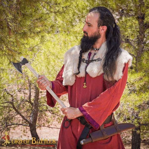 Hand Forged Viking Battle Axe - Light Hardwood Handle