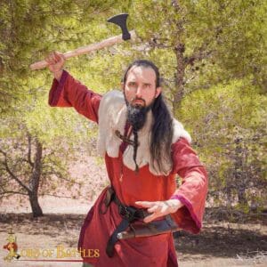 Hand Forged Viking Battle Axe - Light Hardwood Handle