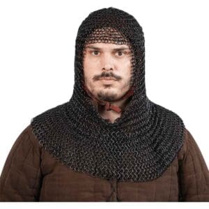 Butted Steel Chainmail Coif - Blackened