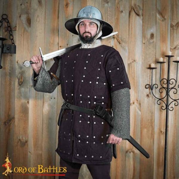 Medieval Brigandine with Riveted Steel Plates - Brown