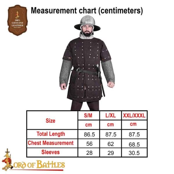 Medieval Brigandine with Riveted Steel Plates - Brown