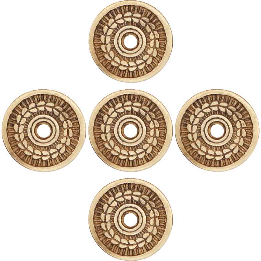 Medieval Laurel Brass Washers - Set of 5