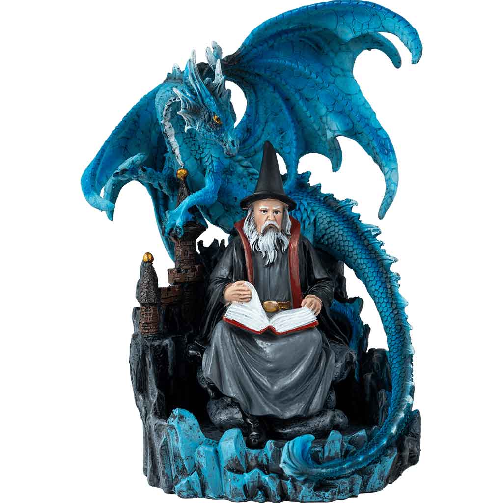 Reading Wizard and Dragon Statue