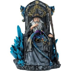 Enthroned Wizard and Dragon Statue