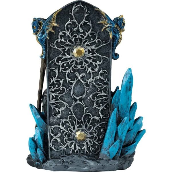 Enthroned Wizard and Dragon Statue