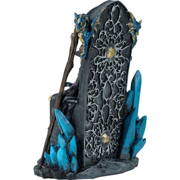 Enthroned Wizard and Dragon Statue