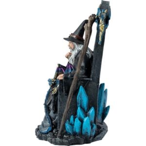 Enthroned Wizard and Dragon Statue