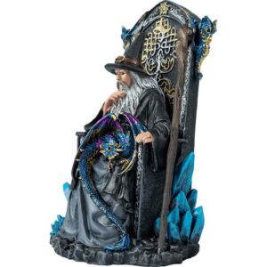 Enthroned Wizard and Dragon Statue