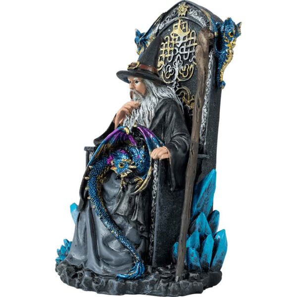 Enthroned Wizard and Dragon Statue