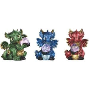 Gazing Ball Baby Dragon Statue Set