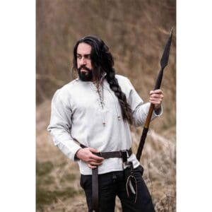 Ingolf Woven Cotton Medieval Shirt - Grey