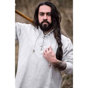 Ingolf Woven Cotton Medieval Shirt - Grey