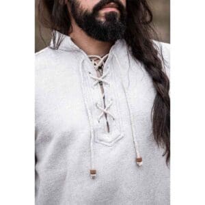 Ingolf Woven Cotton Medieval Shirt - Grey