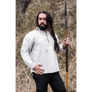Ingolf Woven Cotton Medieval Shirt - Grey