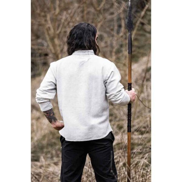 Ingolf Woven Cotton Medieval Shirt - Grey