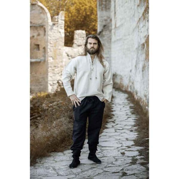 Ingolf Woven Cotton Medieval Shirt - Natural