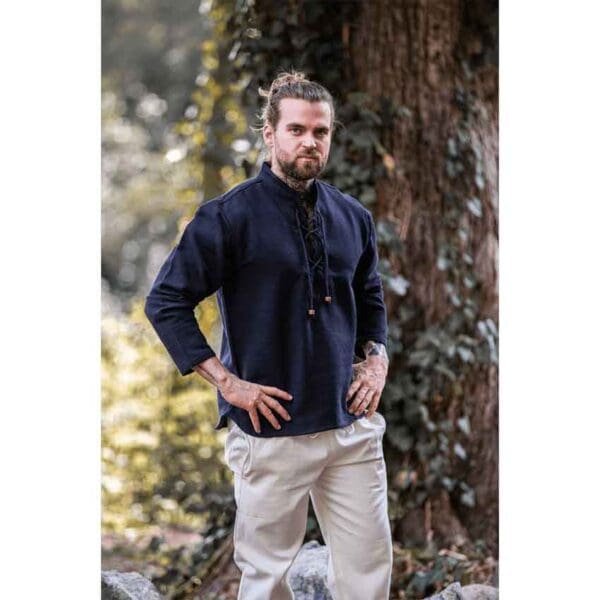 Ingolf Woven Cotton Medieval Shirt - Black