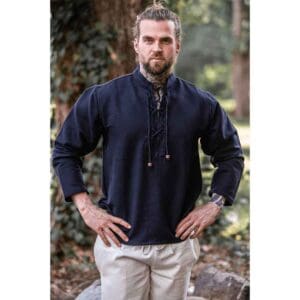 Ingolf Woven Cotton Medieval Shirt - Black
