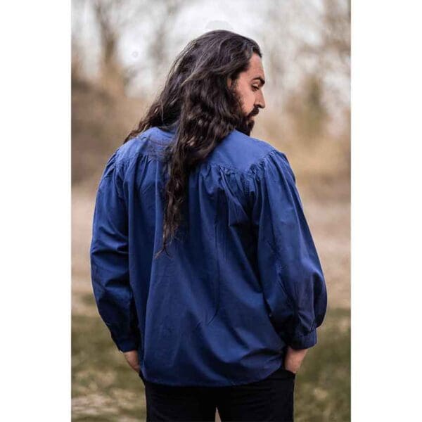 Friedrich Medieval Lace-Up Shirt - Blue