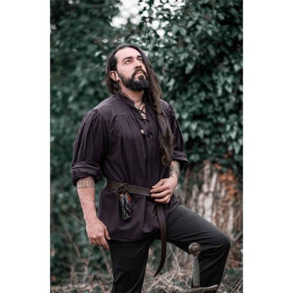 Friedrich Medieval Lace-Up Shirt - Brown