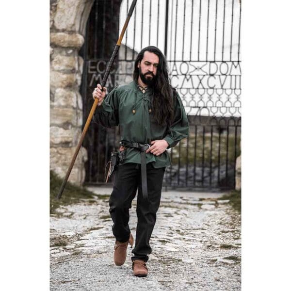 Friedrich Medieval Lace-Up Shirt - Green