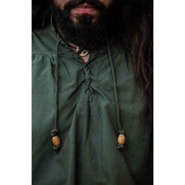 Friedrich Medieval Lace-Up Shirt - Green