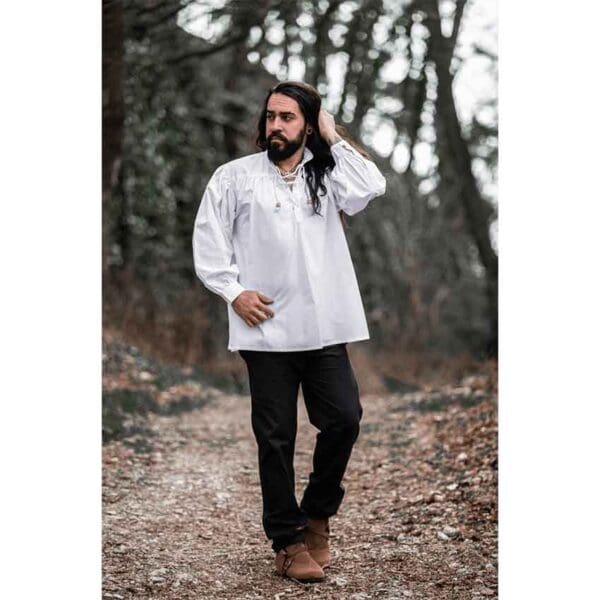 Friedrich Medieval Lace-Up Shirt - White