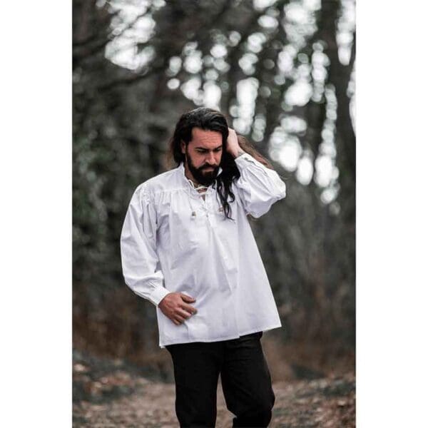 Friedrich Medieval Lace-Up Shirt - White