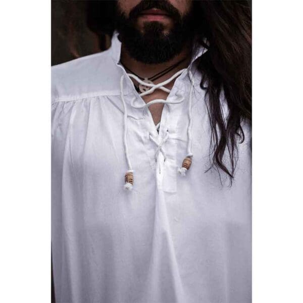 Friedrich Medieval Lace-Up Shirt - White