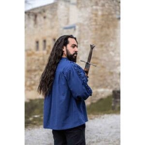 Adrian Medieval Lace-Up Shirt - Blue